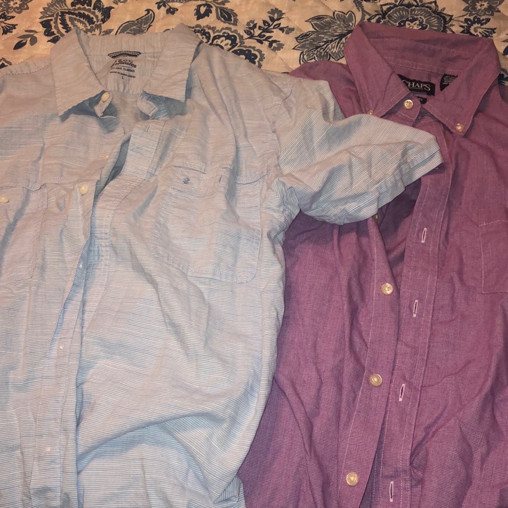 2 Shirts Izod Saltwater & Chaps Easy Care Large